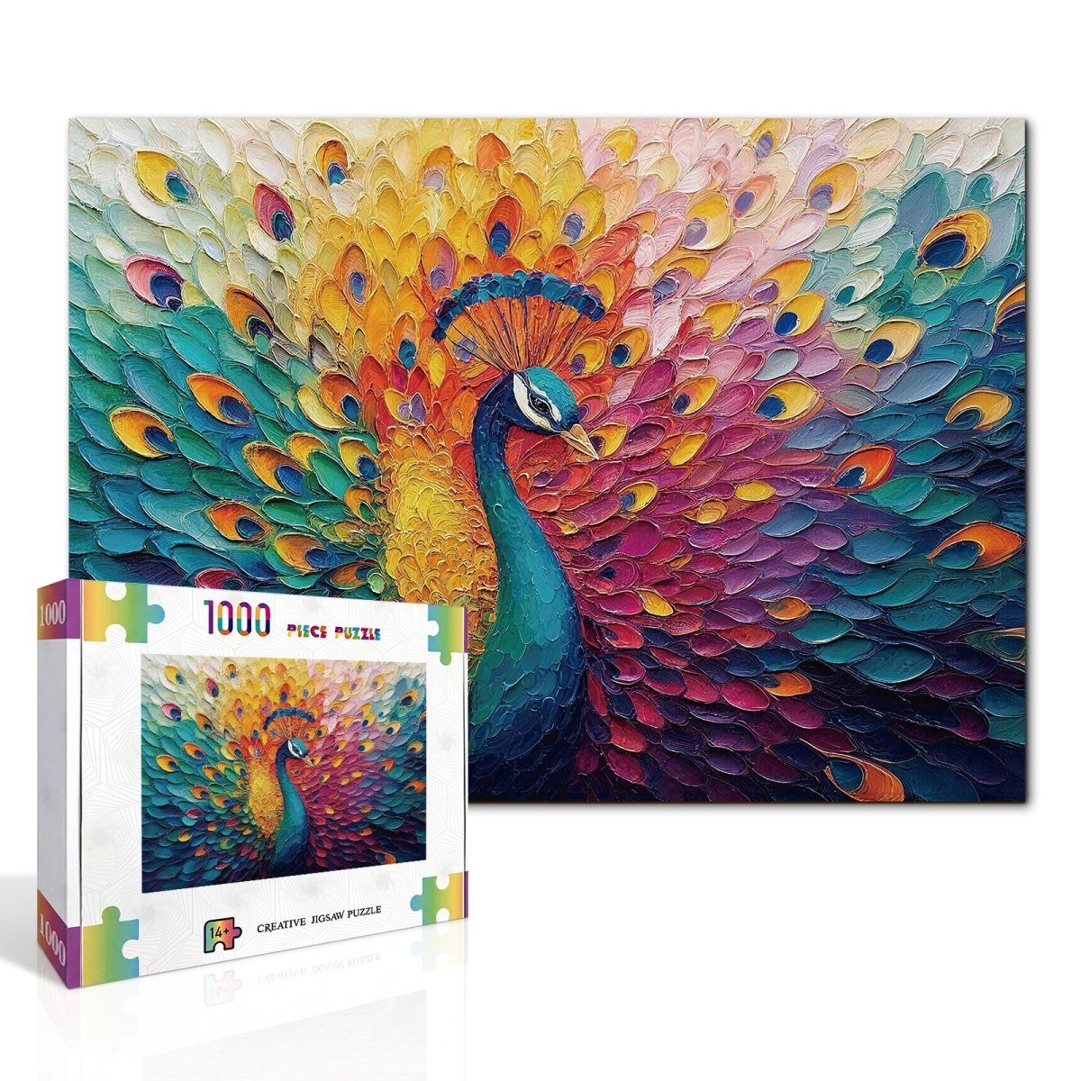 kaayee-cardboard-puzzle-peacock-1000-teile-eco-white-board image 2