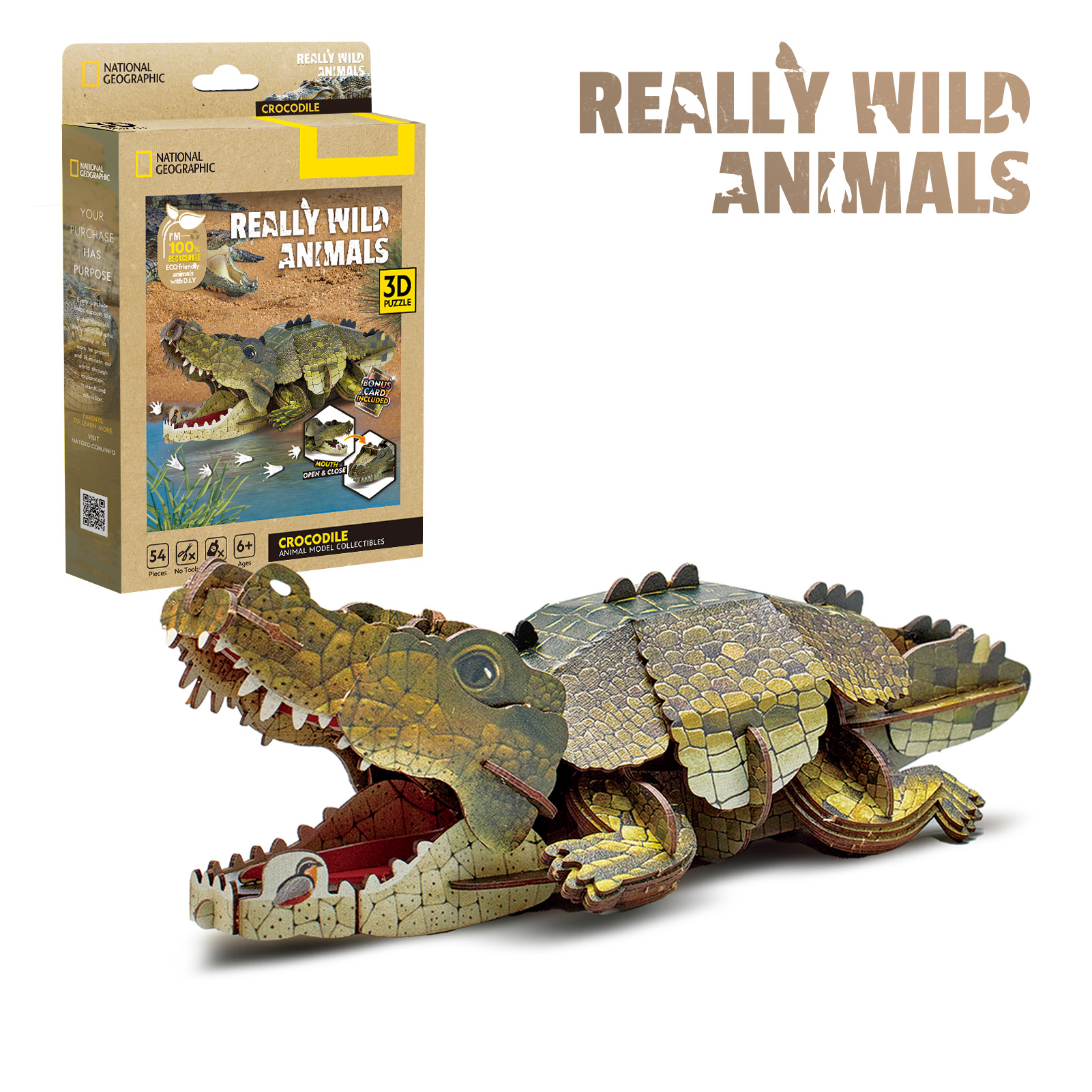 cubicfun-really-wild-animals-ds1182h-crocodile-3d-puzzle image 1