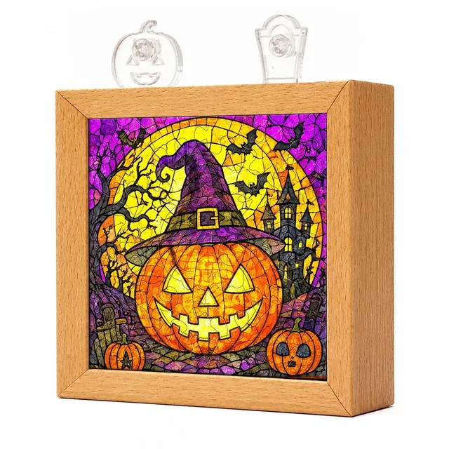 kaayee-pumpkin-lantern-night-acryl-puzzle-nachtlicht-holzrahmen image 1