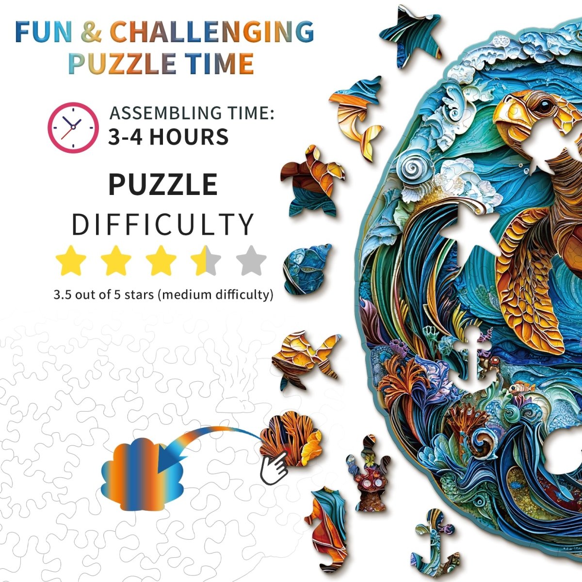 kaayee-wooden-puzzle-steady-sea-turtle-holzpuzzle-medium-meer image 3