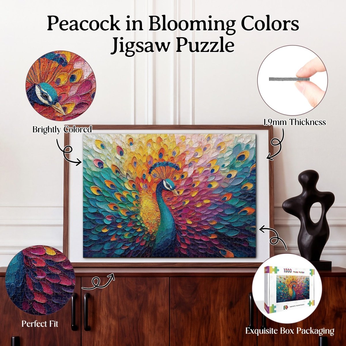 kaayee-cardboard-puzzle-peacock-1000-teile-eco-white-board image 3