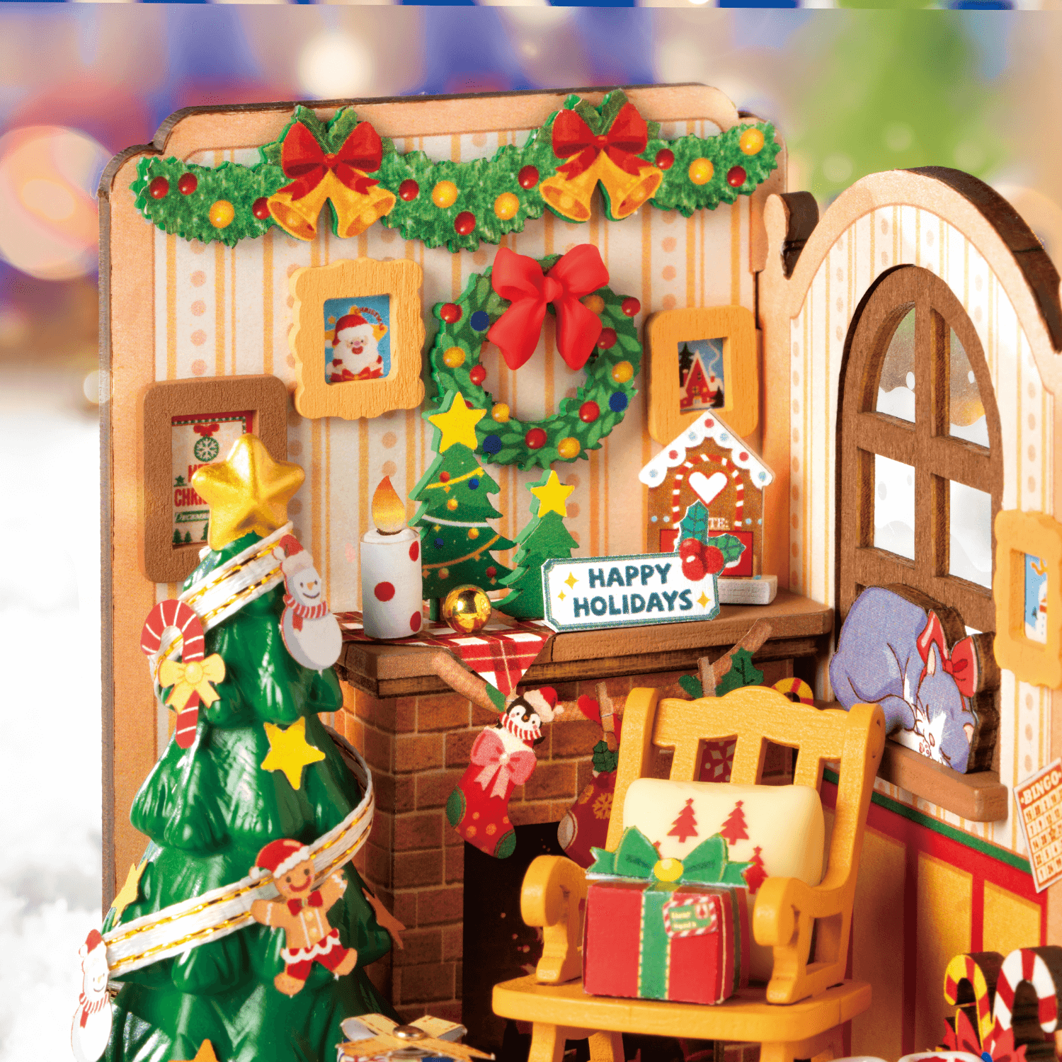 magicholz-mechanischer-bausatz-christmas-fireplace-miniatur-73-tlg image 2