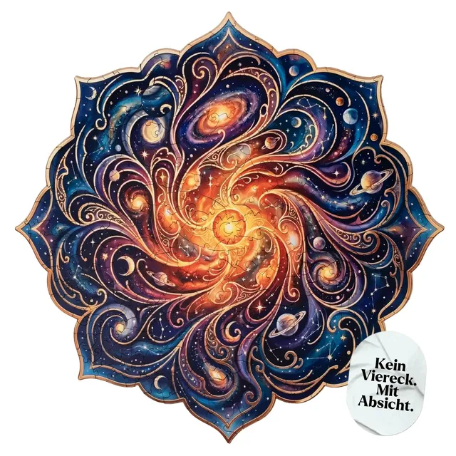 magicholz-holzpuzzle-goldener-sternenlotus-mandala-350-teile-35x35 image 1