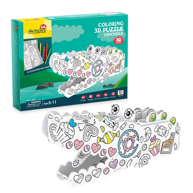cubic-fun-coloring-p697h-krokodil-3d-puzzle-zum-ausmalen image 1