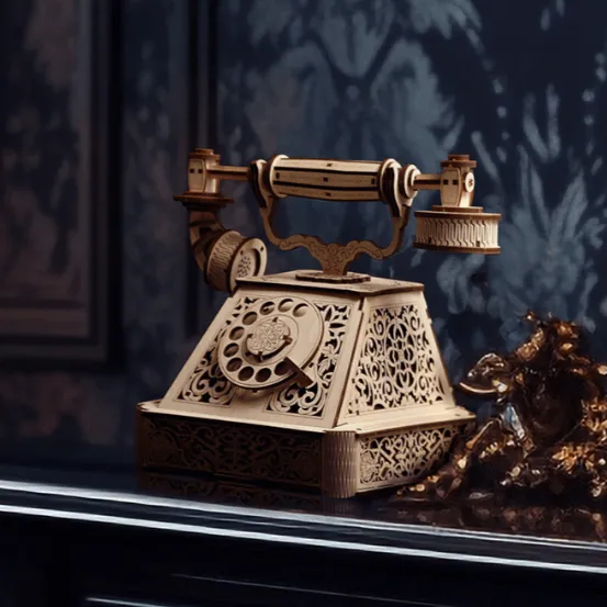 magicholz-mechanischer-bausatz-retro-telephone-holztelefon image 1