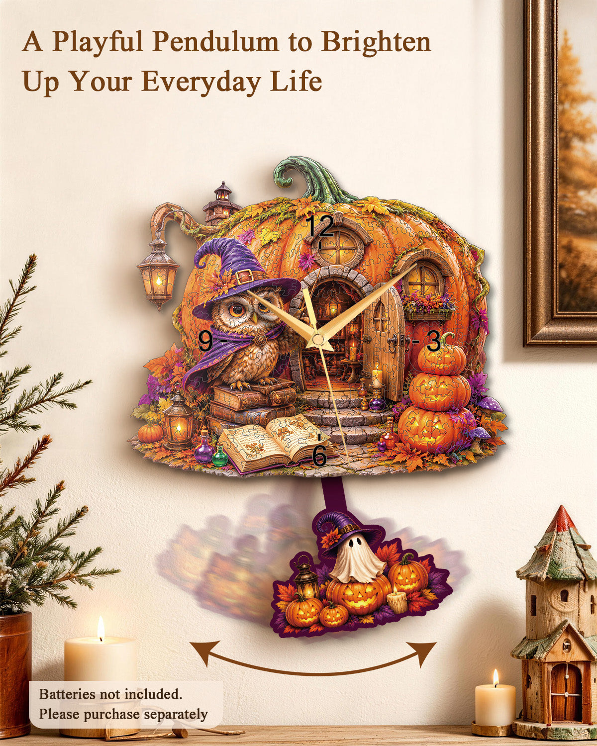 kaayee-clock-kit-enchanted-pumpkin-cottage-holz-puzzle-uhr image 6