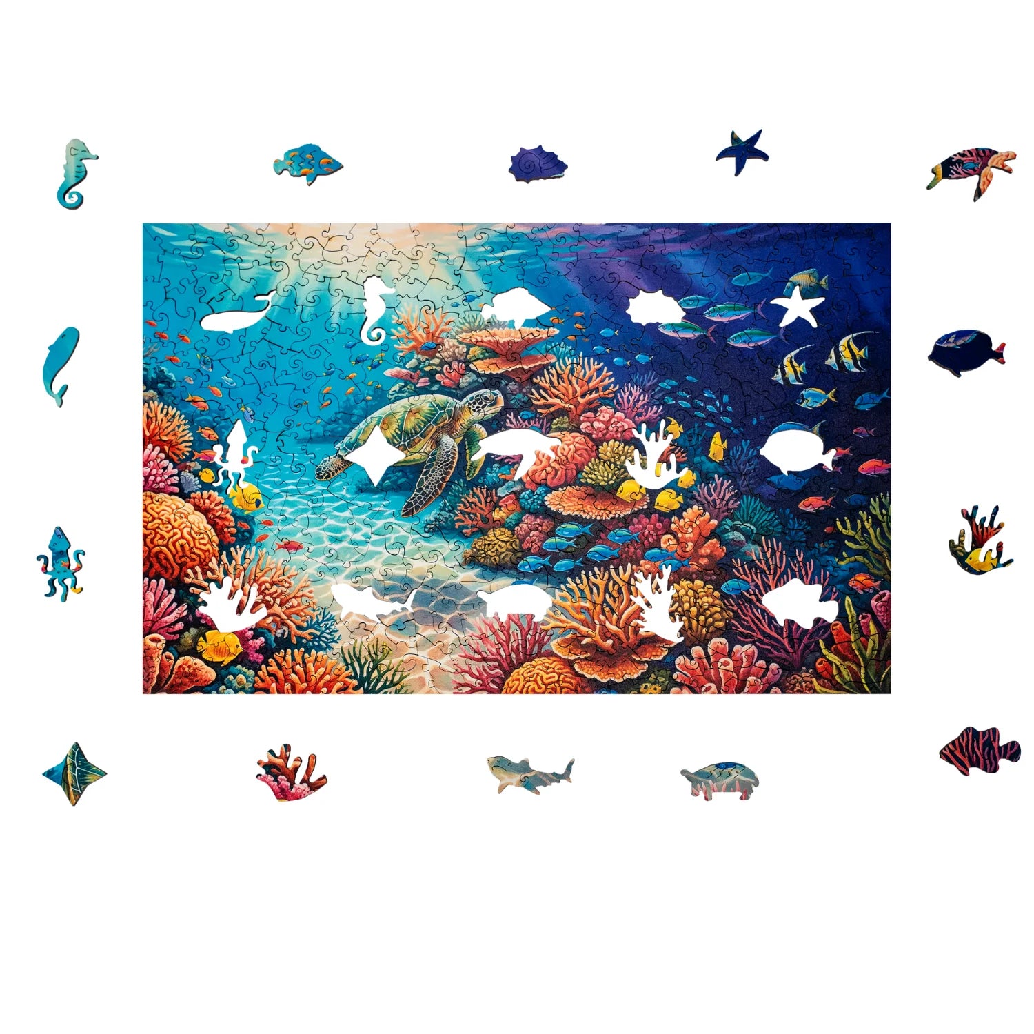 magicholz-holzpuzzle-unterwasserwelt-500-teile-mit-meeresschildkr-te image 1