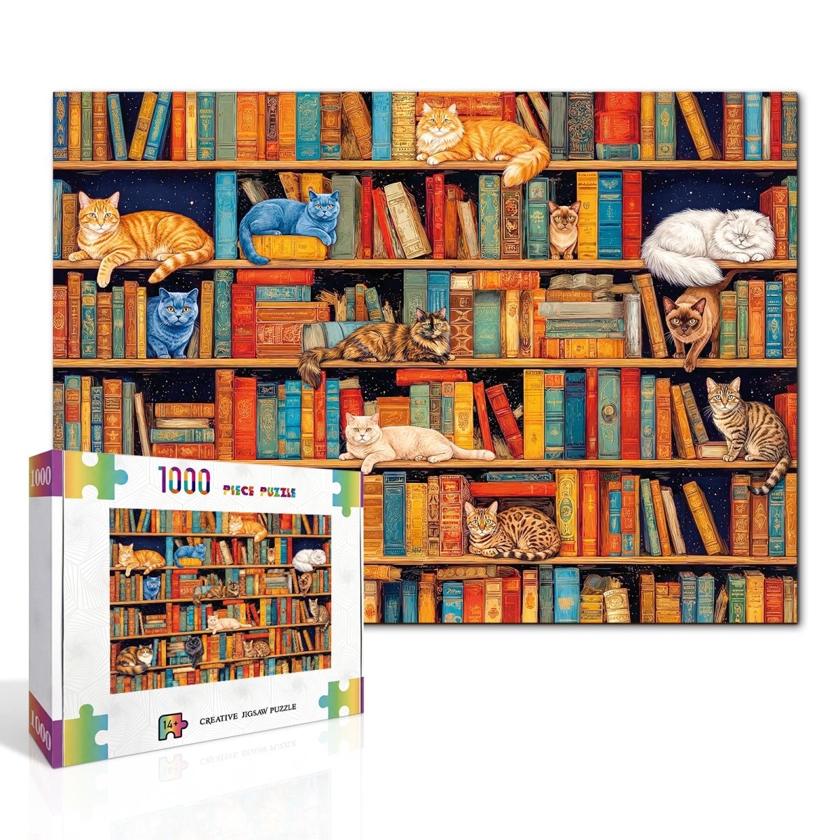 kaayee-cat-on-shelf-puzzle-1000-teile-eco-white-board-katzen image 2