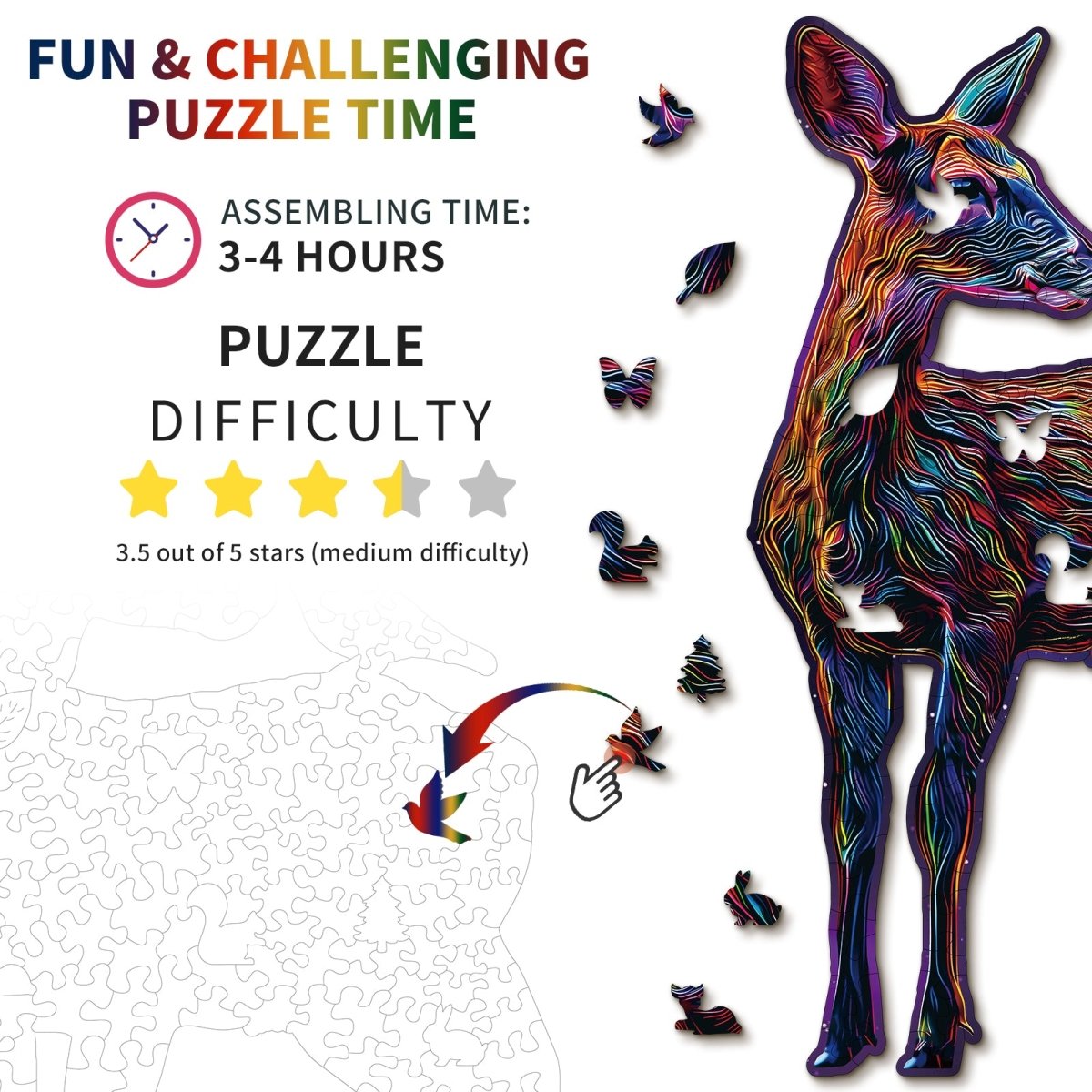 kaayee-wooden-puzzle-colorful-deer-holzpuzzle-medium-hirsch image 4