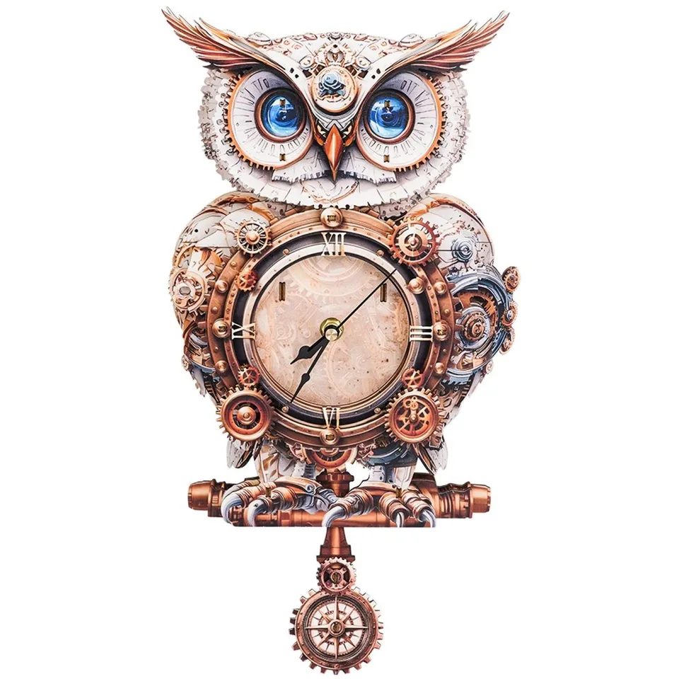 kaayee-clock-kit-mechanical-owl-holzuhr-uhrenbausatz image 1