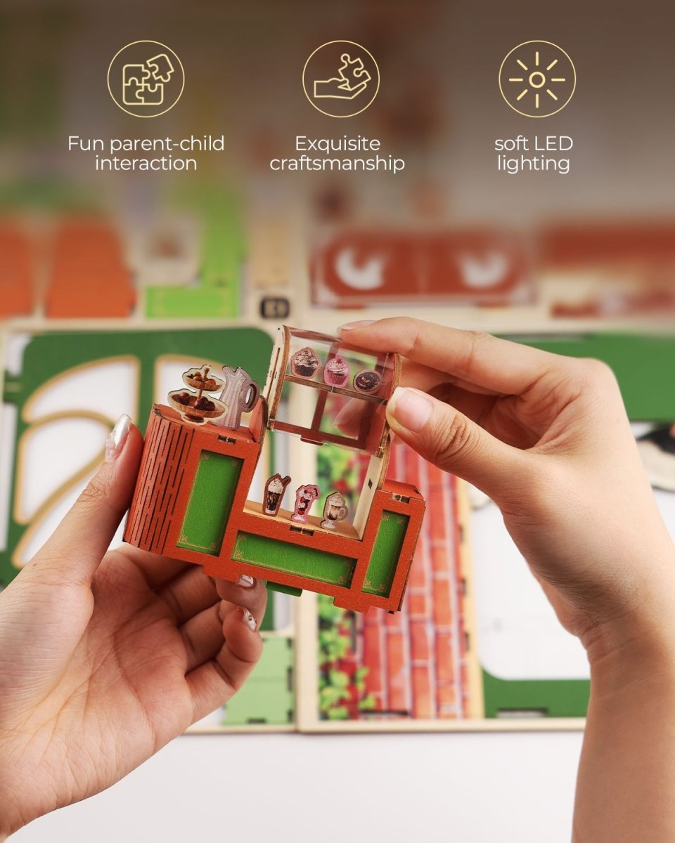 kaayee-book-nook-kit-cat-s-coffee-house-led-3d-puzzle image 6