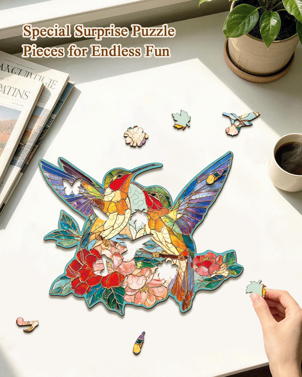 kaayee-clock-kit-hummingbird-garden-holzuhr-mit-pendel image 2