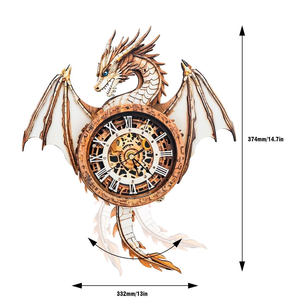 kaayee-clock-kit-dragon-holzuhr-3d-puzzle-wanduhr-holz image 2