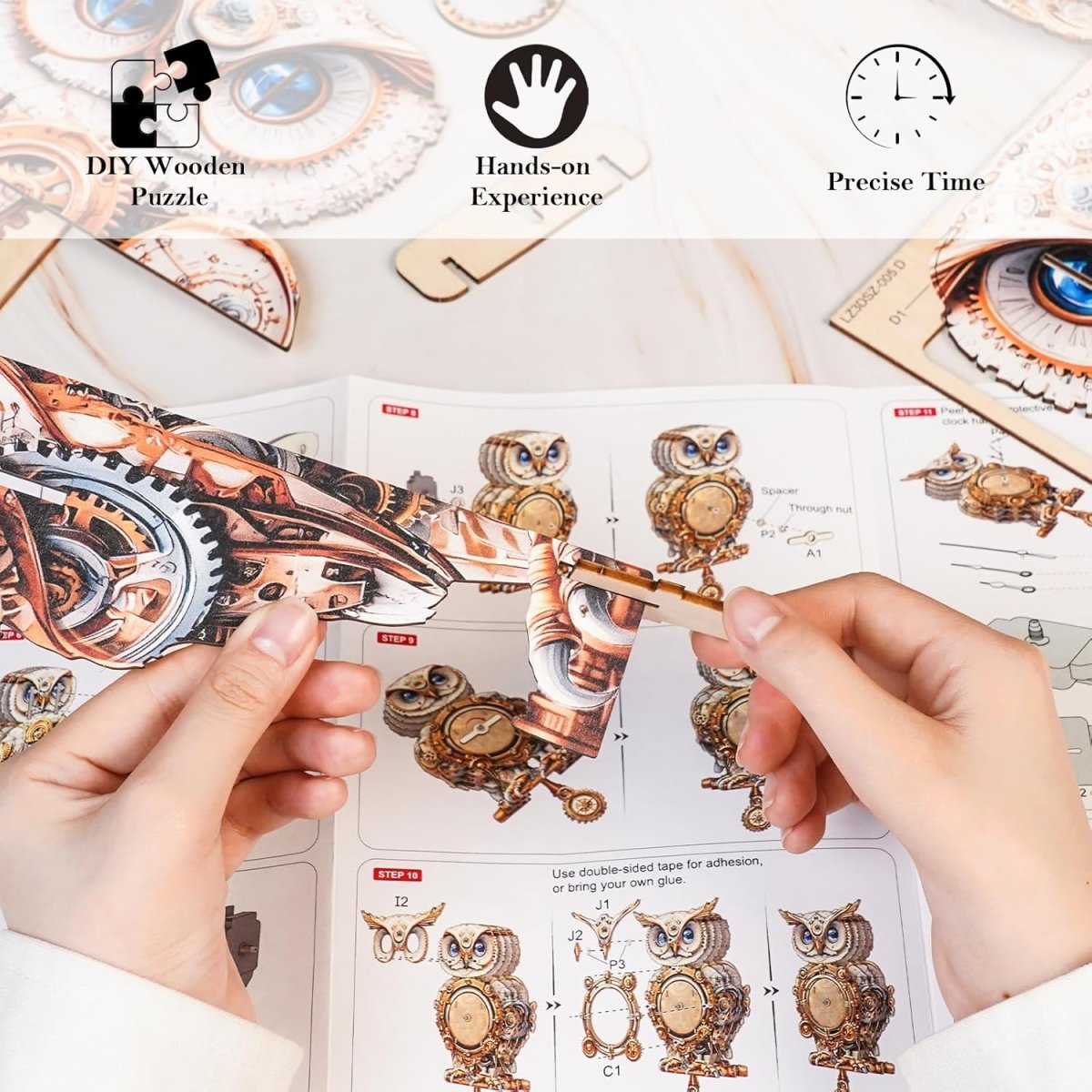 kaayee-clock-kit-mechanical-owl-holzuhr-uhrenbausatz image 4