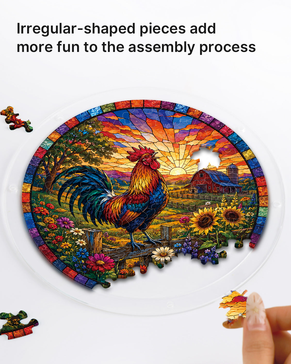 kaayee-suncatcher-puzzle-sunrise-rooster-suncatcher-hahn image 2