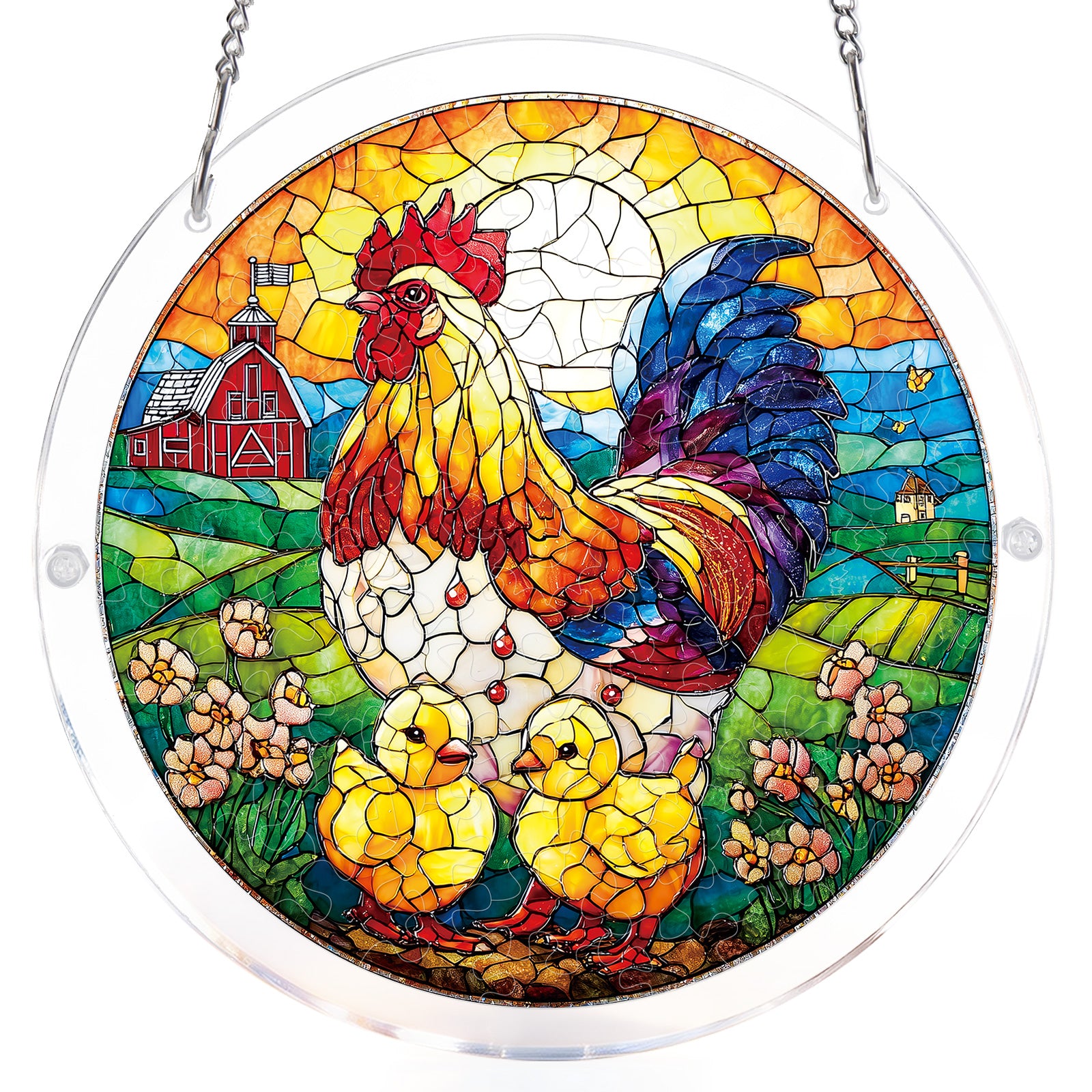 kaayee-suncatcher-puzzle-golden-dawn-rooster-fensterbild-medium image 7