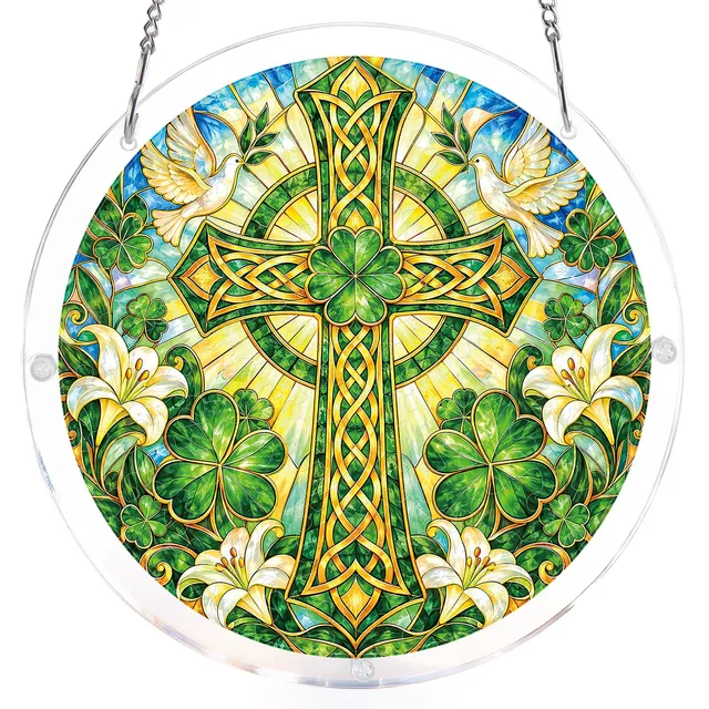 kaayee-suncatcher-emerald-blessing-cross-fensterbild-gr-n-m image 1