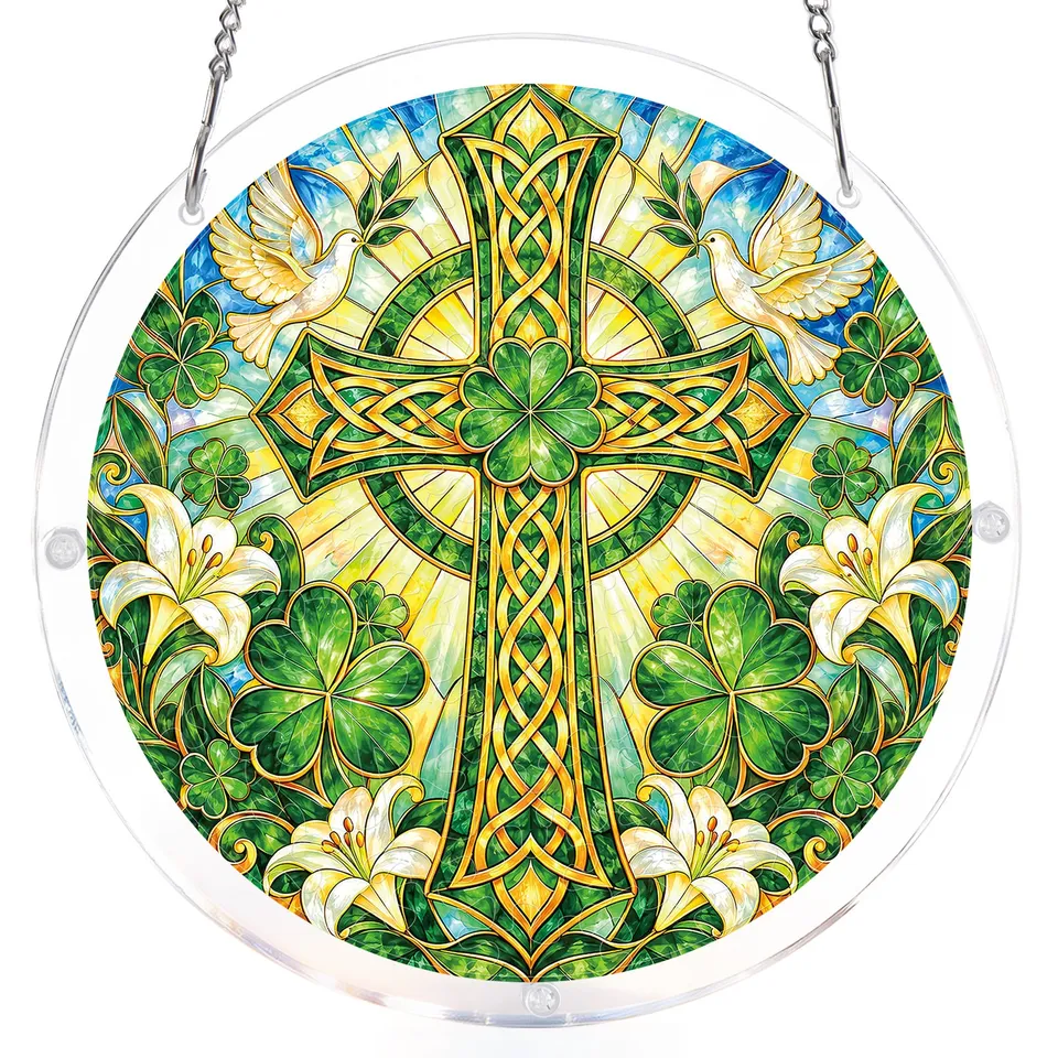 kaayee-suncatcher-emerald-blessing-cross-fensterbild-gr-n-m image 1