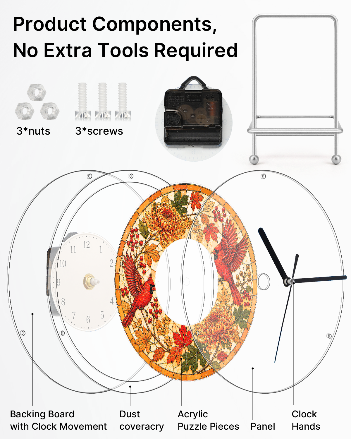 kaayee-clock-kit-autumn-melody-cardinal-puzzle-uhr-regular image 6