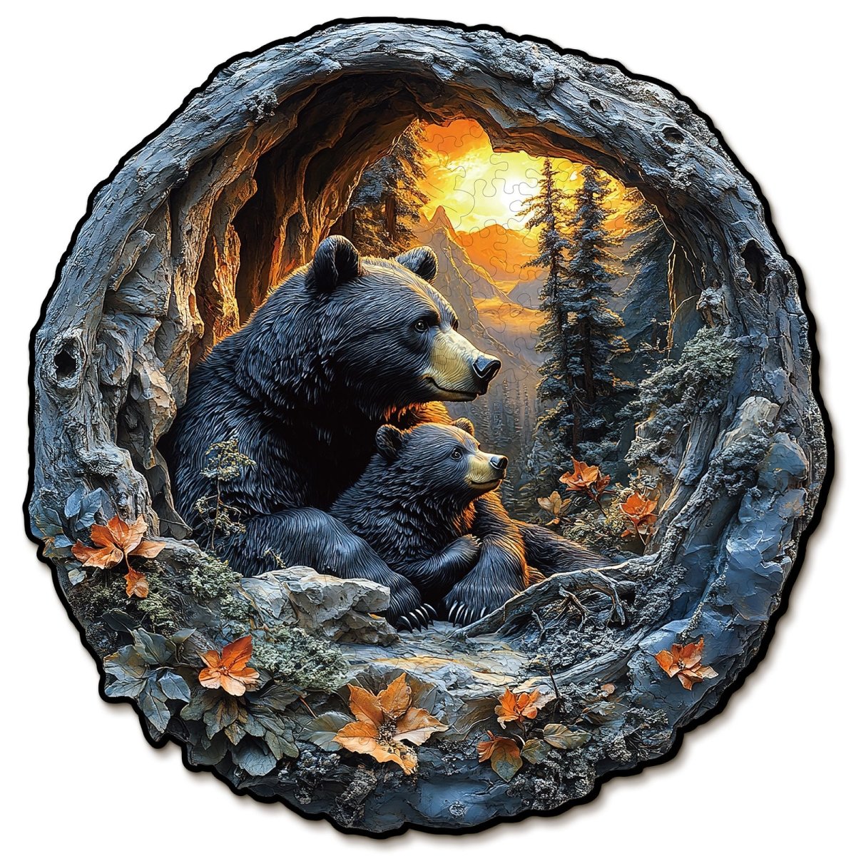 kaayee-wooden-puzzle-3d-bear-cuddle-holzpuzzle-small-b-r image 1