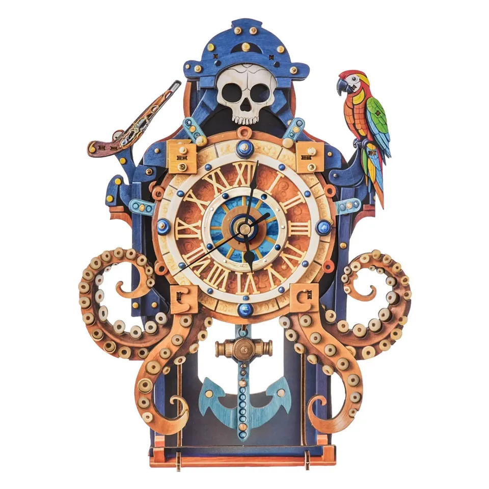 kaayee-octopus-monster-holzbausatz-uhr-piraten-krake image 1
