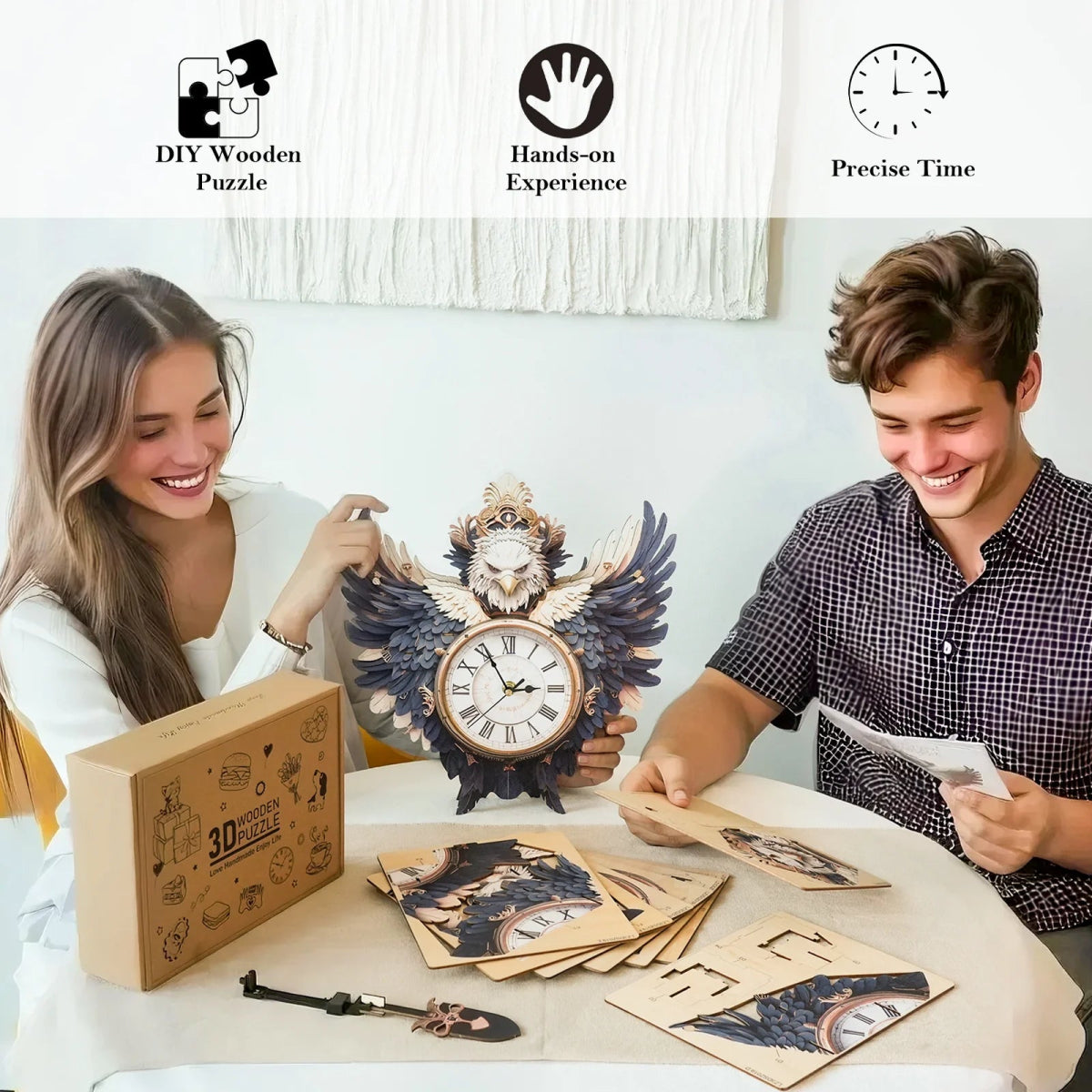 kaayee-clock-kit-eagle-holzuhr-mit-pendel-3d-puzzle image 5