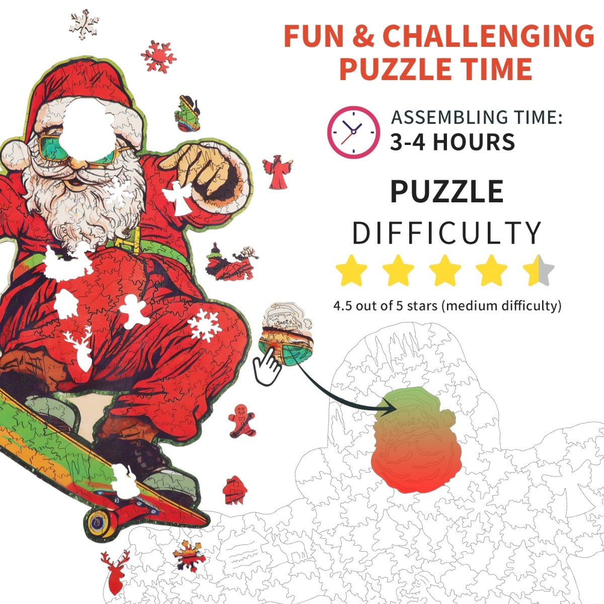 kaayee-wooden-puzzle-skateboarding-santa-holzpuzzle-small image 4