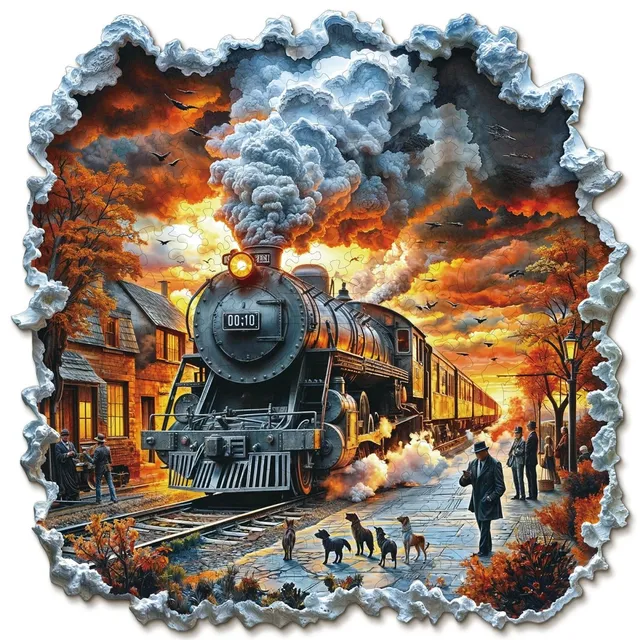 kaayee-wooden-puzzle-retro-steam-train-holzpuzzle-mittel-zug image 1