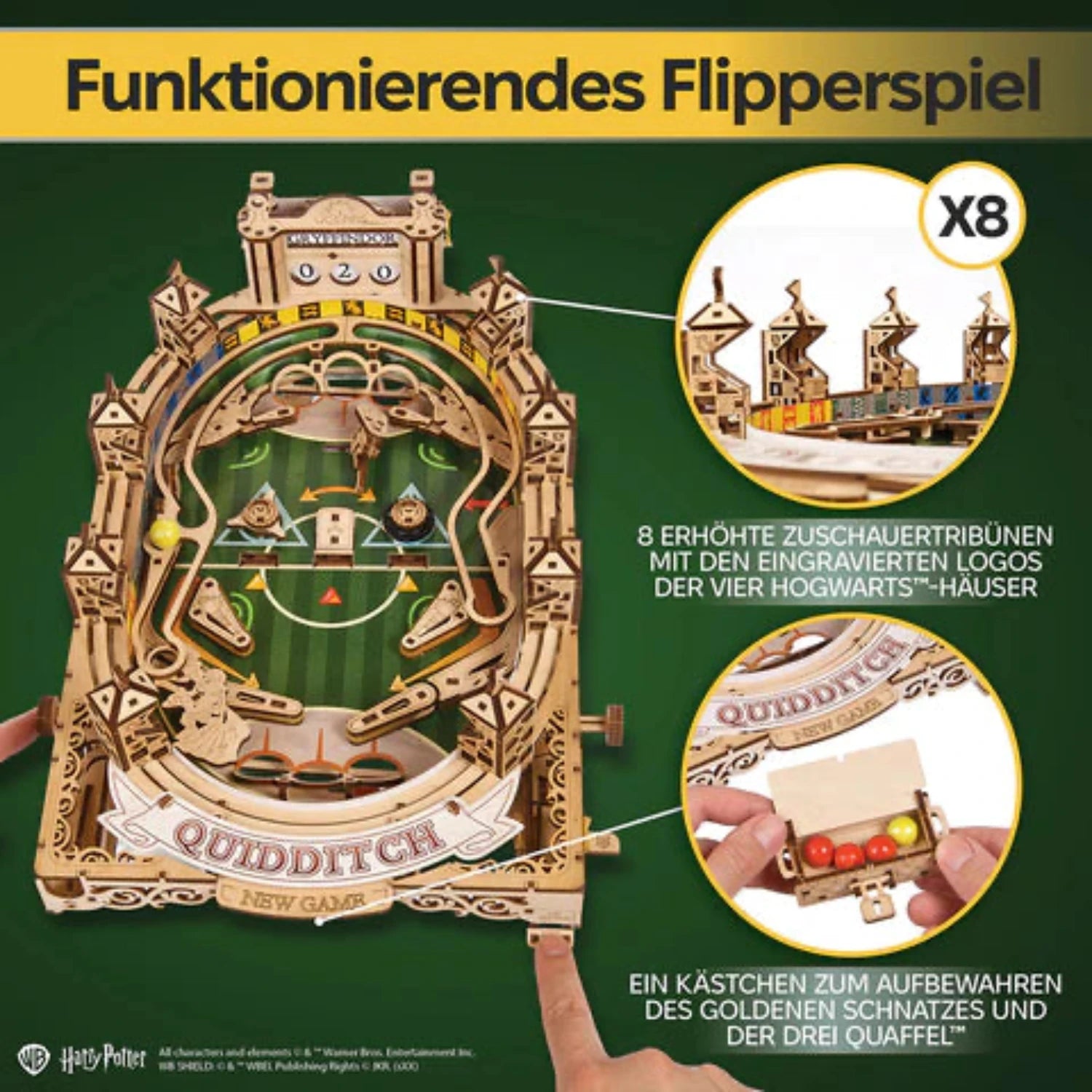 magicholz-mechanischer-bausatz-quidditch-pinball-starter-set-flipper image 8