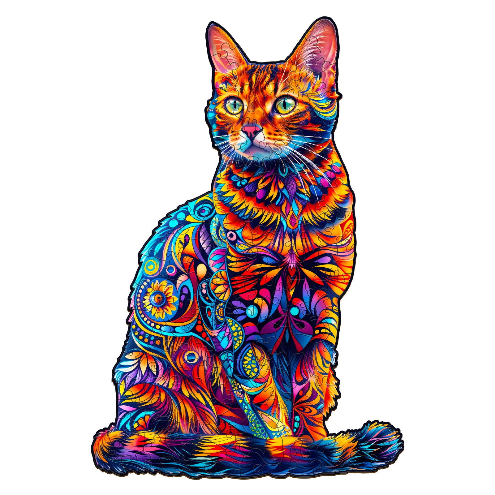 jigfoxy-bengal-cat-holzpuzzle-m-130-teile-bengalkatze image 1