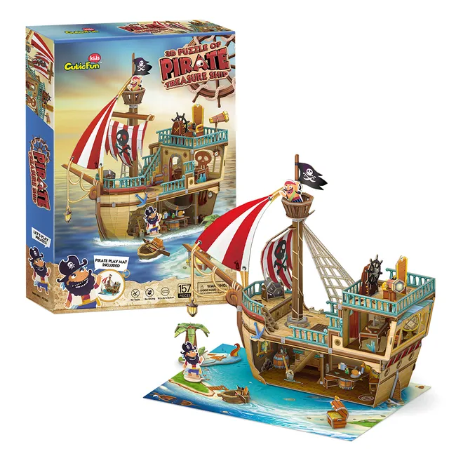 cubic-fun-pirates-world-p832h-pirate-treasure-ship-3d-puzzle image 1