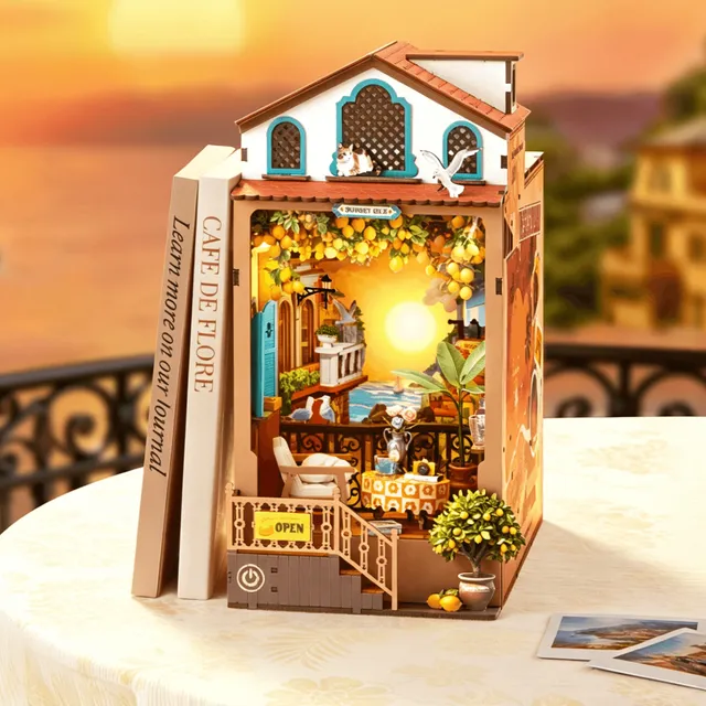 magicholz-book-nook-sunset-isle-mediterran-mit-led-licht image 1