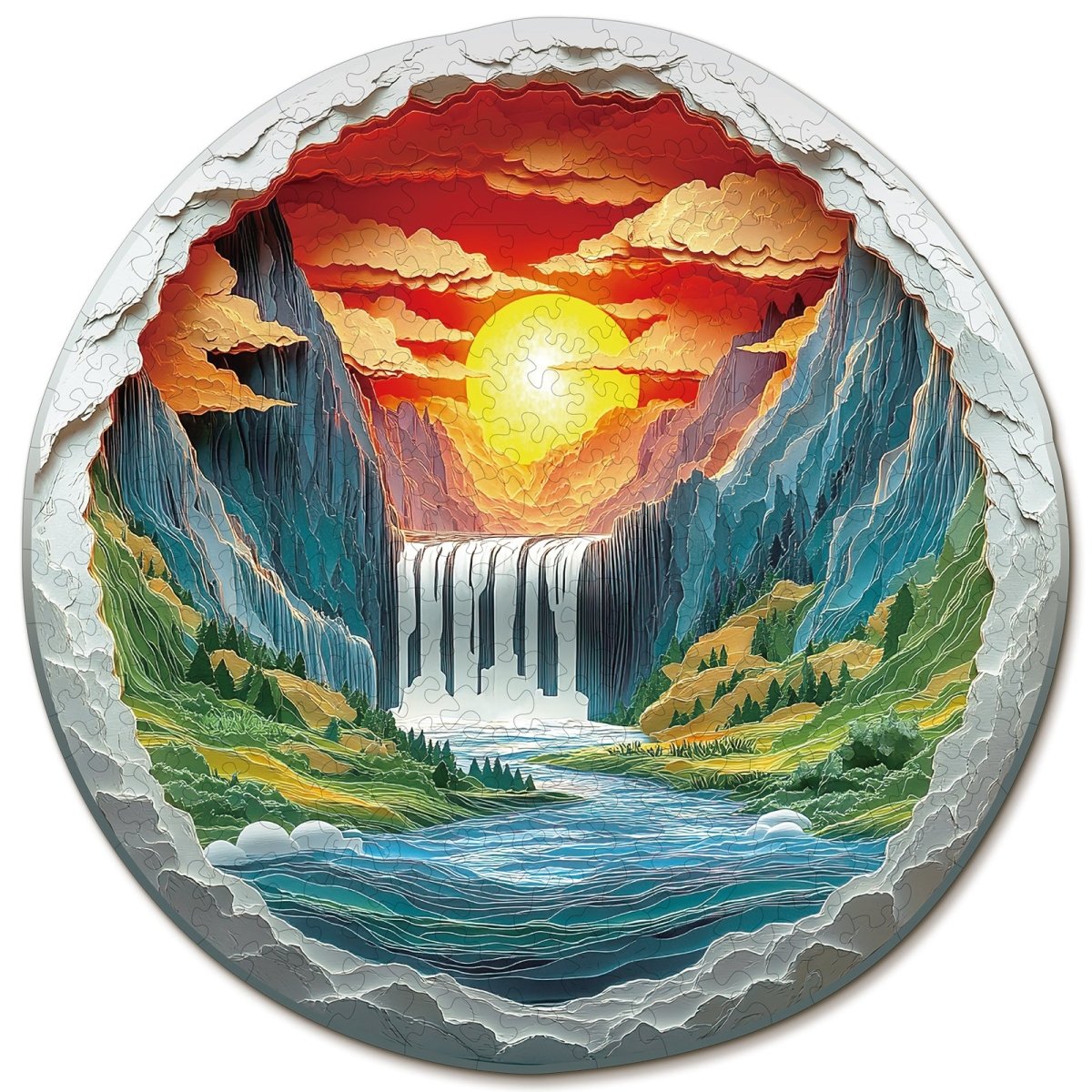 kaayee-wooden-puzzle-holzpuzzle-canyon-waterfall-medium image 1
