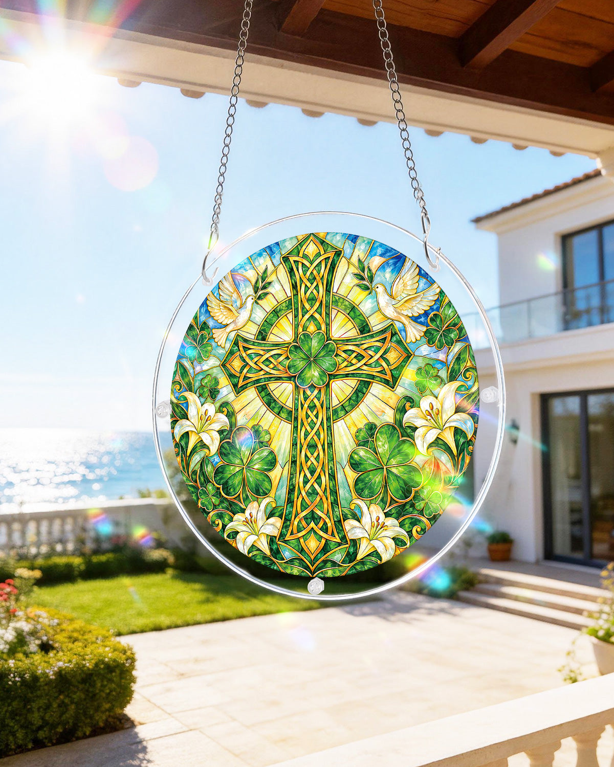 kaayee-suncatcher-emerald-blessing-cross-fensterbild-gr-n-m image 6