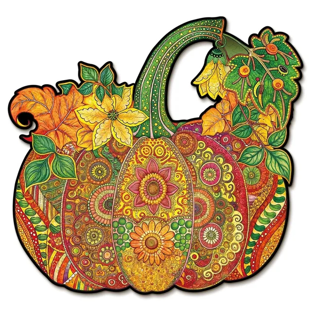 kaayee-wooden-puzzle-mandala-pumpkin-holzpuzzle-medium-herbst image 1