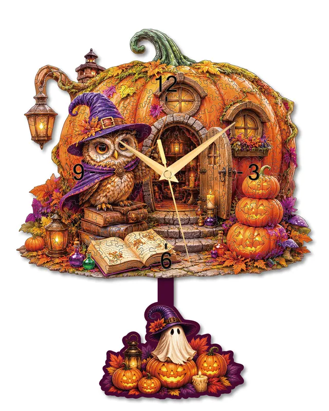 kaayee-clock-kit-enchanted-pumpkin-cottage-holz-puzzle-uhr image 1