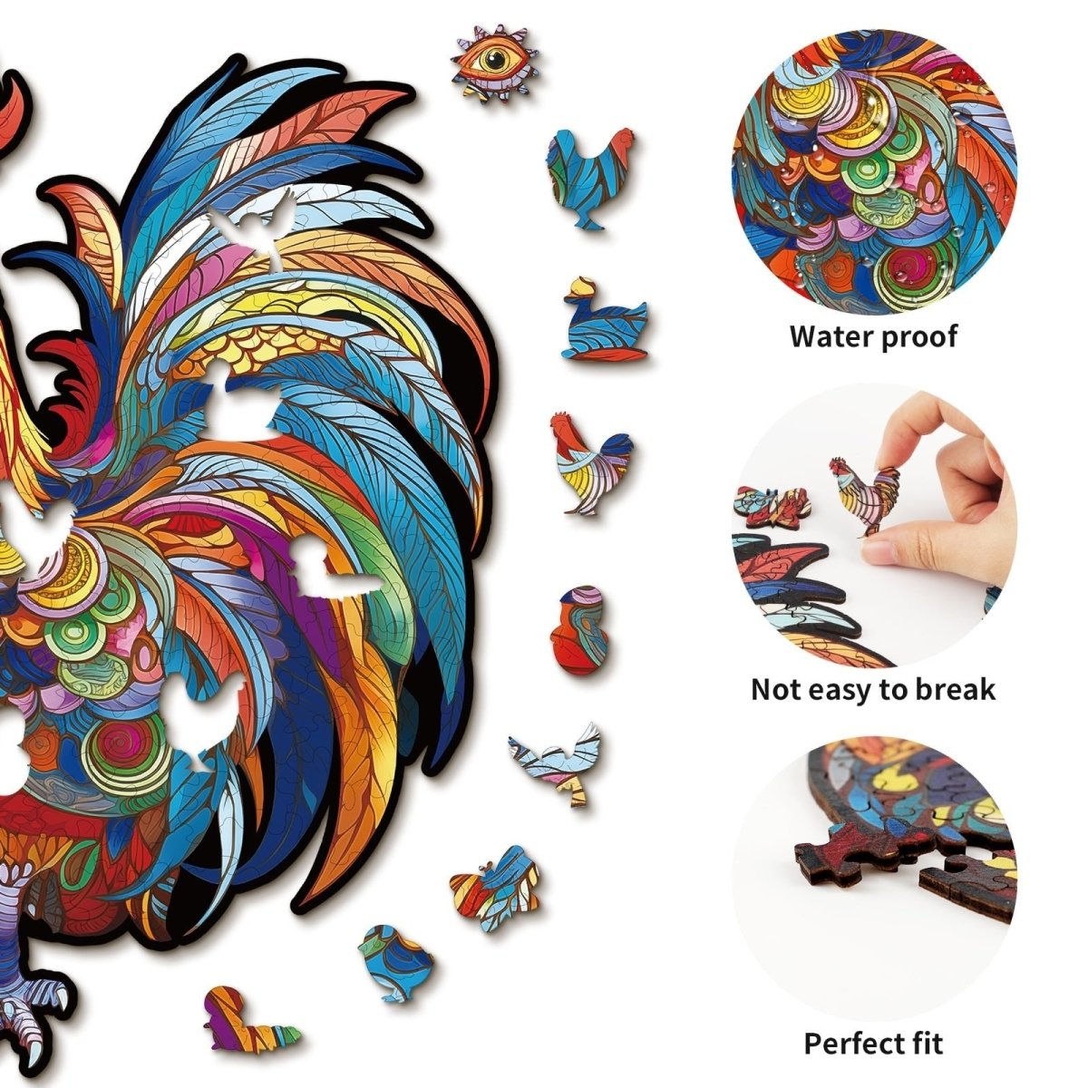 kaayee-wooden-puzzle-majestic-cock-holzpuzzle-medium-hahn image 2