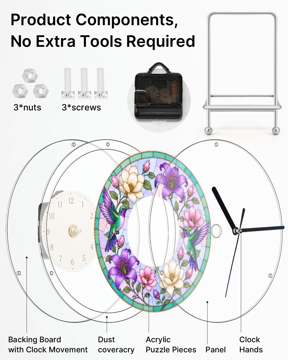 kaayee-clock-kit-hummingbird-puzzle-uhr-regular-acryl image 6