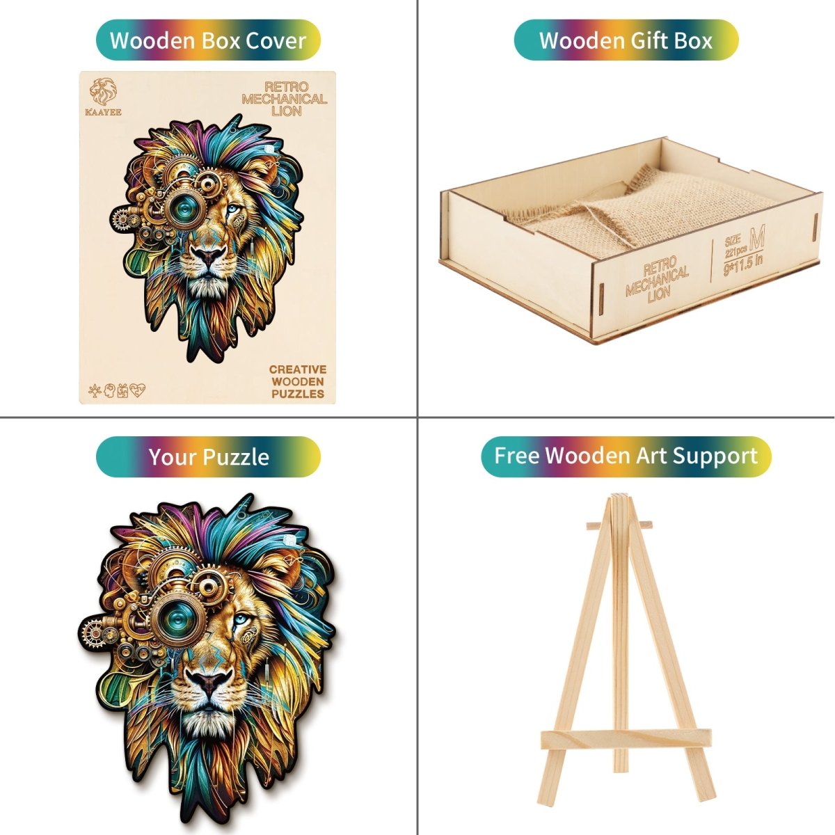 kaayee-wooden-retro-mechanical-lion-holzpuzzle-mittel image 3