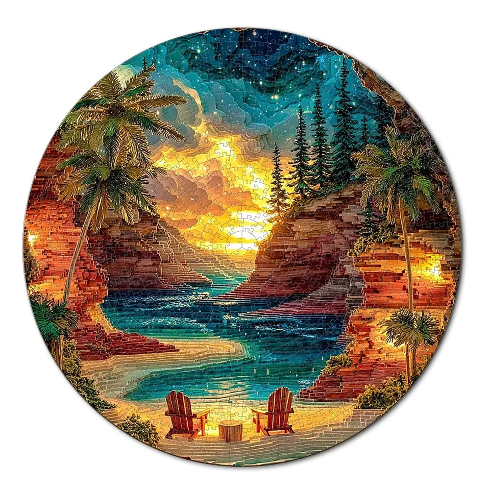 kaayee-sunset-cove-puzzle-1000-teile-rund-standard-edition image 1