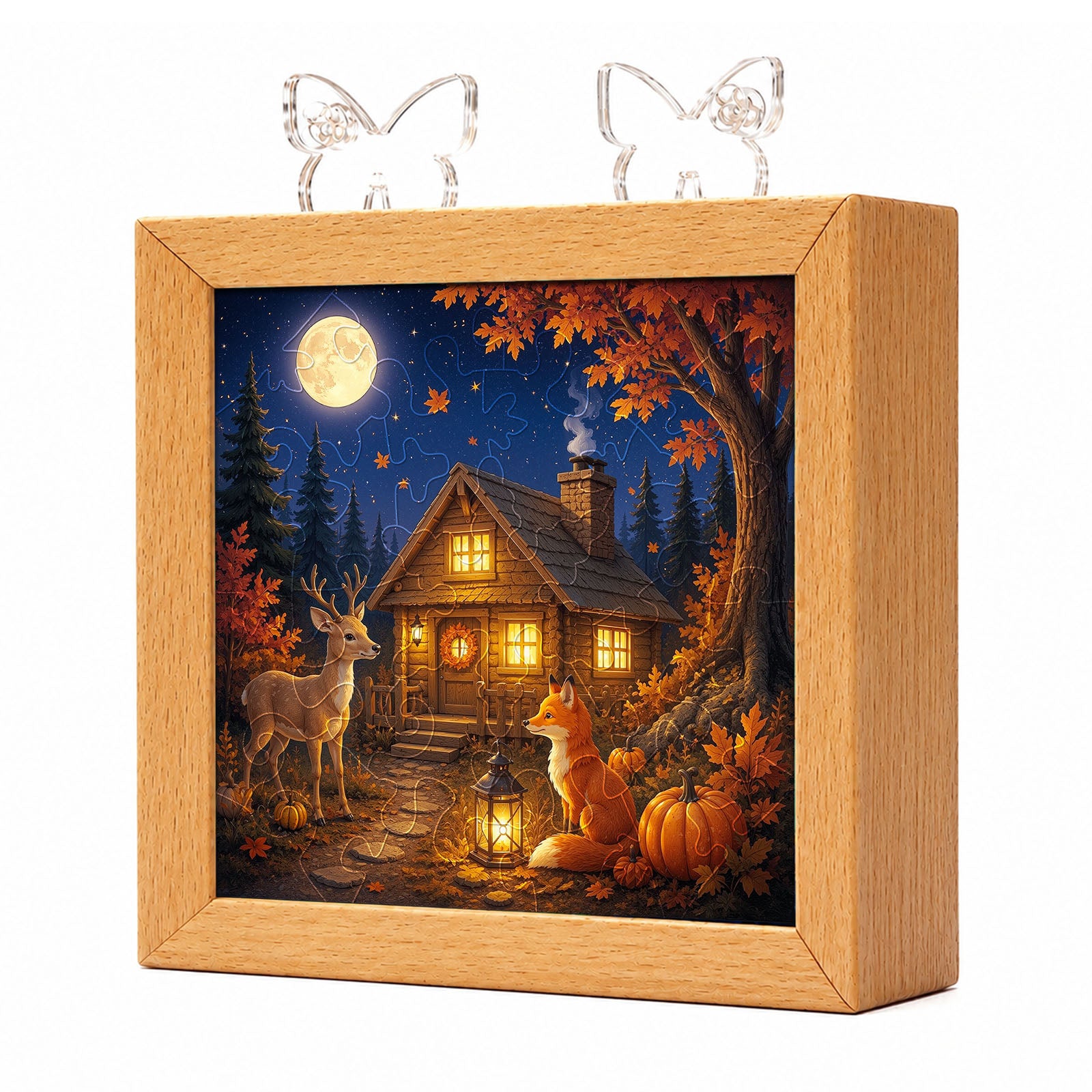 kaayee-night-light-thankful-forest-cabin-nachtlicht-holzrahmen image 1