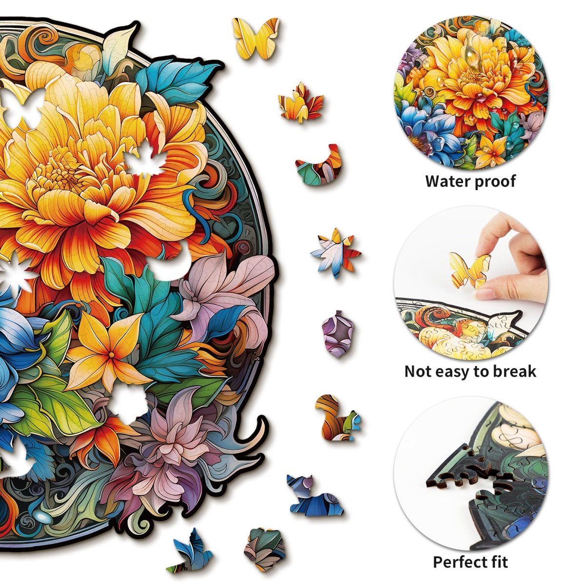 kaayee-wooden-puzzle-prosperous-bloom-holzpuzzle-blumen image 2