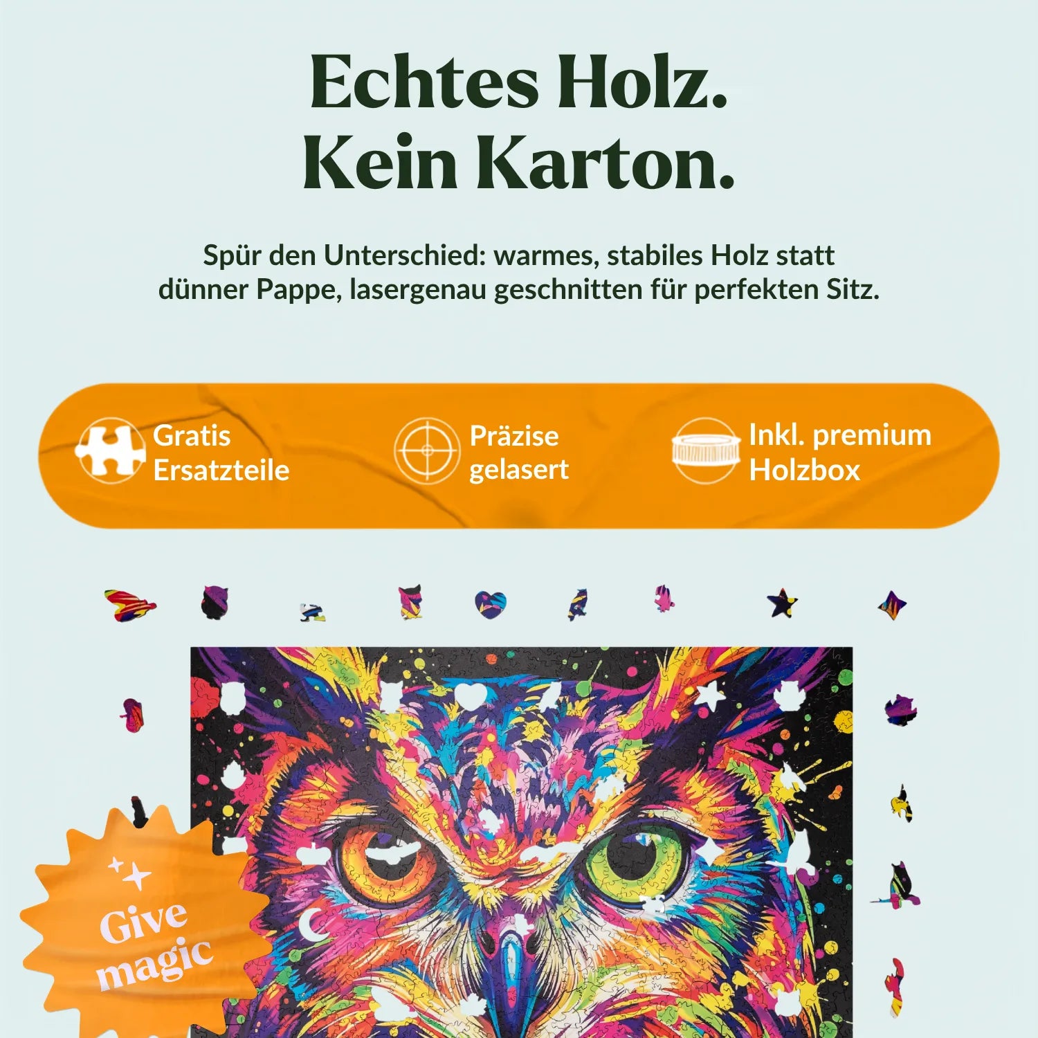 magicholz-holzpuzzle-bunte-eule-1000-teile-mit-40-spezialteilen image 3