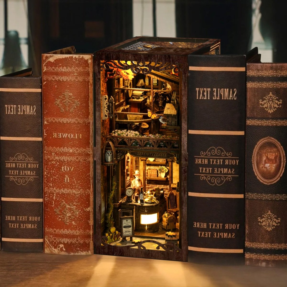 kaayee-serenity-coffee-house-book-nook-kit-holz-mit-licht image 5