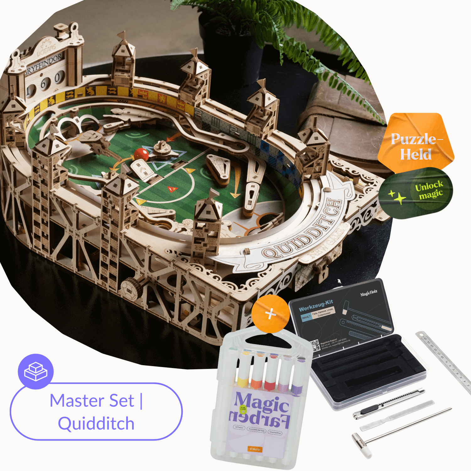 magicholz-mechanischer-bausatz-quidditch-pinball-starter-set-flipper image 3