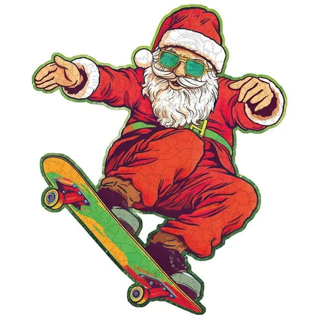 kaayee-wooden-puzzle-skateboarding-santa-holzpuzzle-small image 1