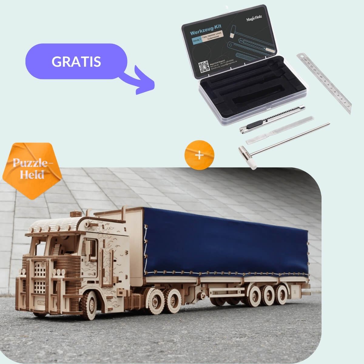 magicholz-mechanischer-bausatz-road-king-truck-starter-kit-mit-auflieger image 3