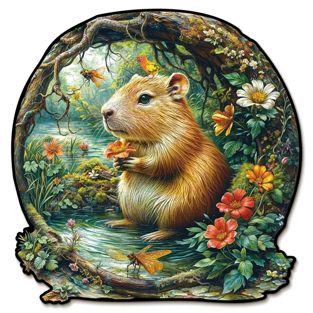 kaayee-wooden-puzzle-capybara-holzpuzzle-small-pocket-escape image 1