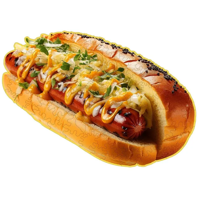 kaayee-hotdog-holzpuzzle-small-food-motiv-ca-110-teile image 1