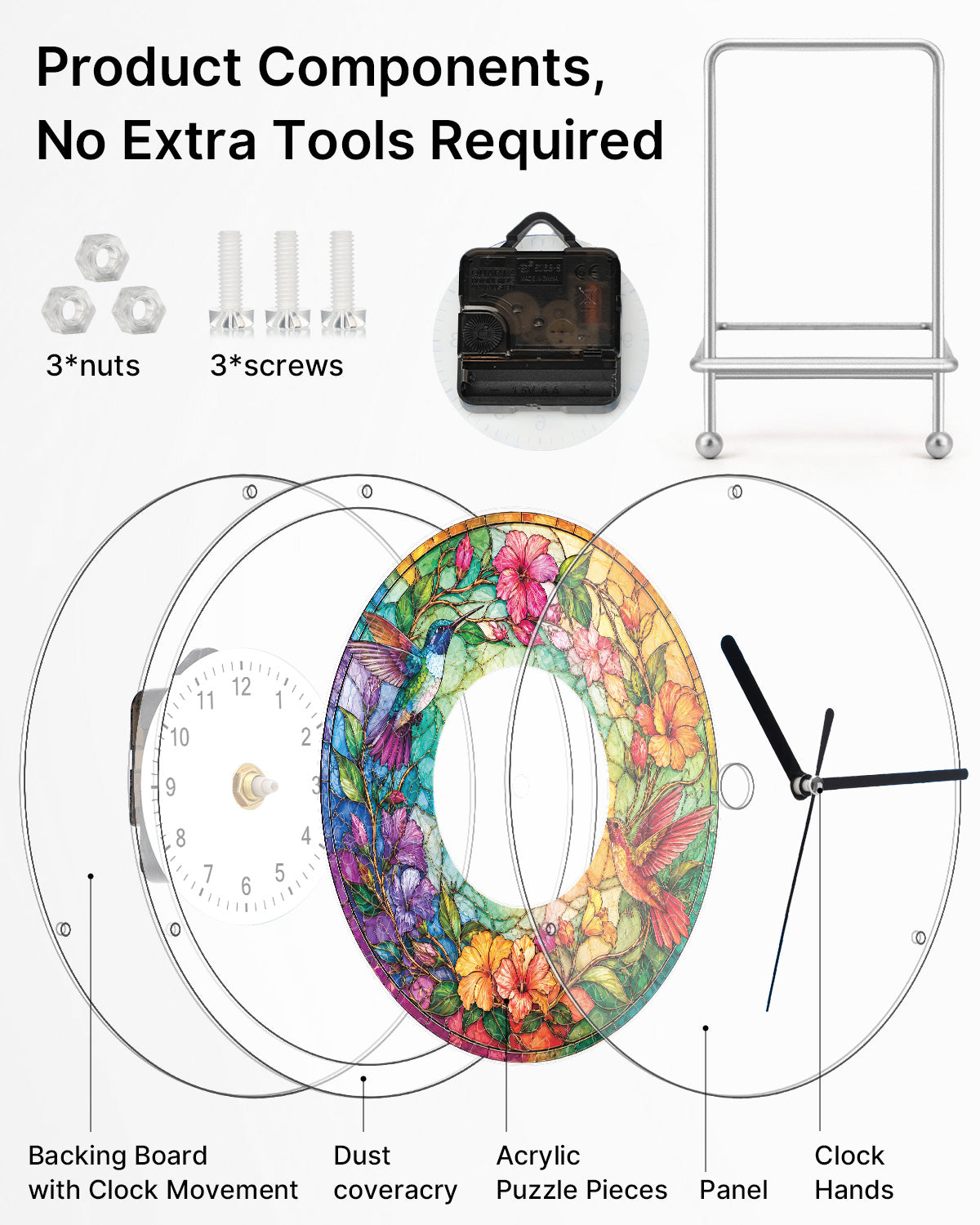 kaayee-clock-kit-hummingbird-paradise-puzzle-uhr-kolibri image 6